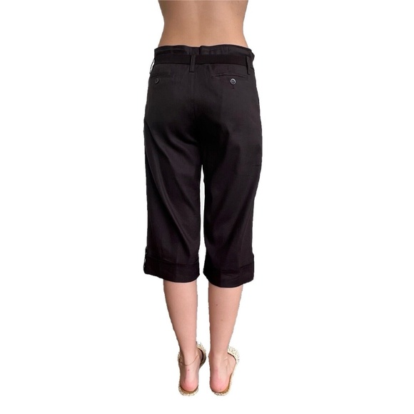 Laundry Shelli Segal Capri Pants Cropped Brown Paper Bag 3/4 Crop Cuffed Size 4 - Picture 6 of 9